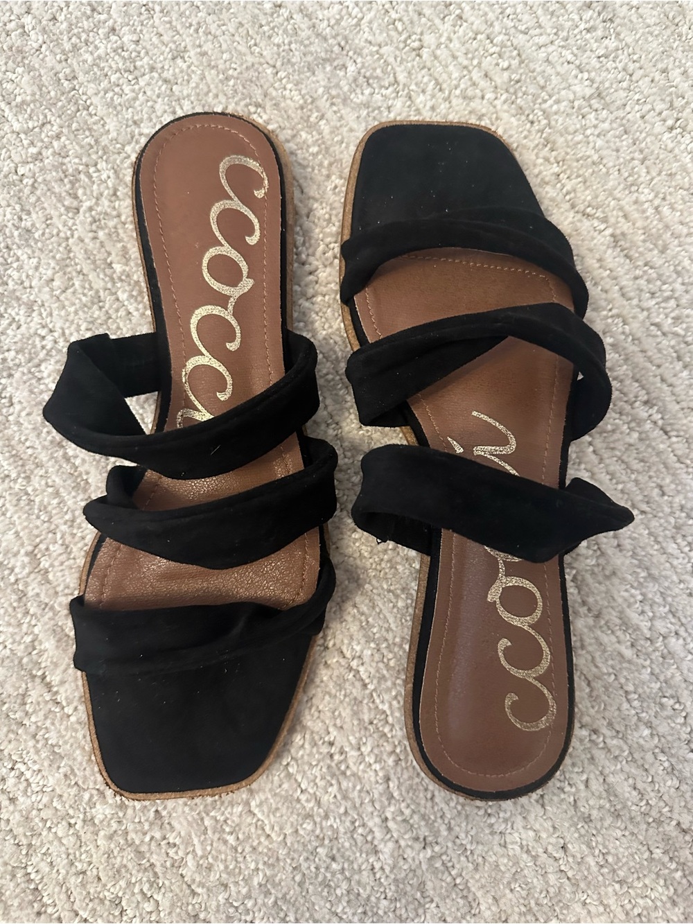 CCOCCI Black Triple-Strap Slide Sandals
